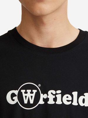 Bavlněné tričko s potiskem Wood Wood černé