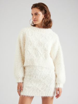 Памучен пуловер Glamorous бяло