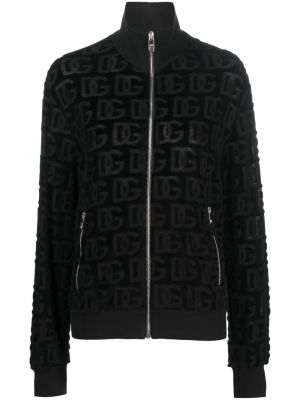 Sweat zippé en jacquard Dolce & Gabbana noir