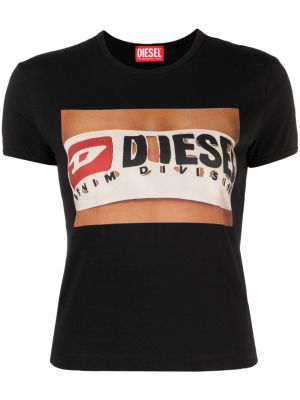 Koszulka bawełniana z nadrukiem Diesel czarna