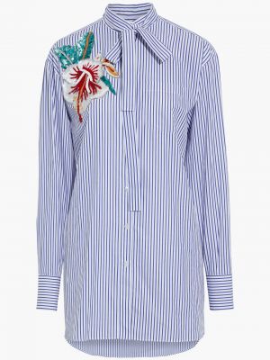 Bluzka bawełniana w paski z kokardą Valentino, niebieski