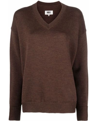 Пуловер с v-образно деколте Mm6 Maison Margiela кафяво