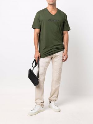 T-shirt mit print mit v-ausschnitt Philipp Plein grün