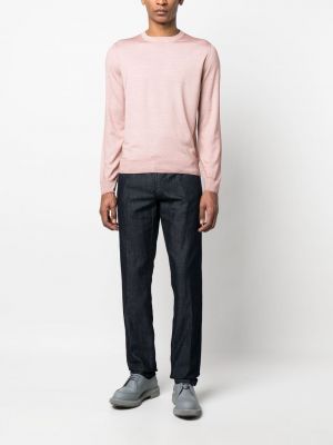 Sweat col rond en soie col rond Canali rose