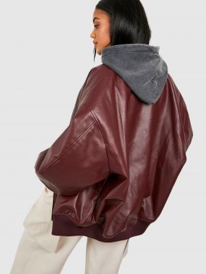 Легкая куртка из искусственной кожи Boohoo красная