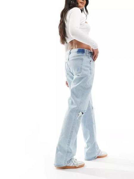 Рваные джинсы с низкой талией Abercrombie & Fitch голубые