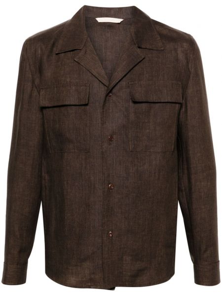 Ľanová košeľa Briglia 1949 hnedá