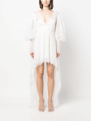 Krajkové večerní šaty s vysokým pasem Ana Radu bílé