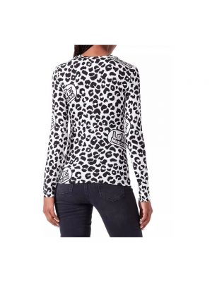 Suéter con estampado leopardo Love Moschino blanco