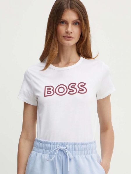 Koszulka bawełniana Boss biała