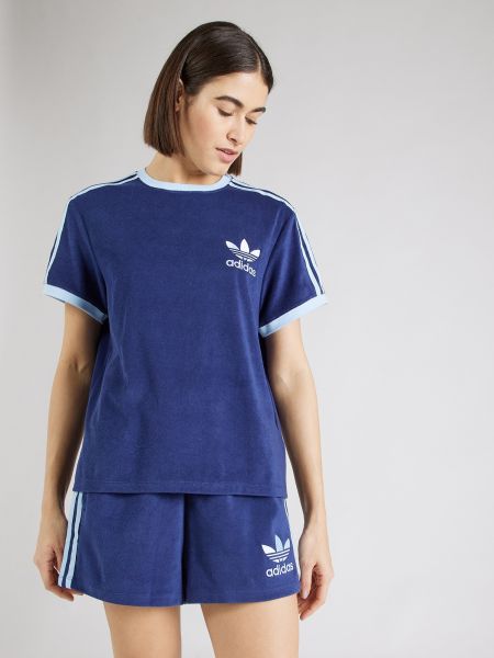 Relaxed тениска на райета Adidas Originals светлосиньо