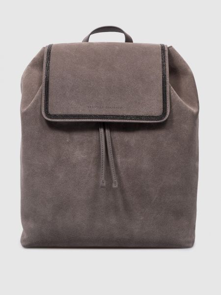 Серый замшевый рюкзак Brunello Cucinelli