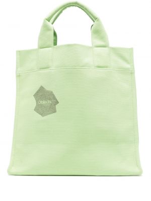 Памучни шопинг чанта с принт Objects Iv Life зелено