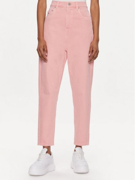 Růžové džíny s klučičím střihem Tommy Jeans