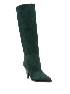 Iš natūralios odos zomšinės auliniai batai Isabel Marant žalia