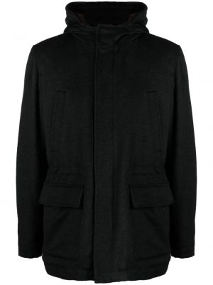 Volnena jakna s kapuco Corneliani črna