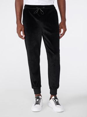 Черные бархатные спортивные штаны Karl Lagerfeld