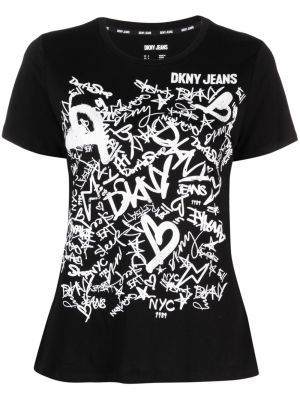 Βαμβακερή μπλούζα Dkny μαύρο