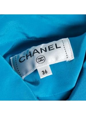 Blusa de seda Chanel Vintage azul