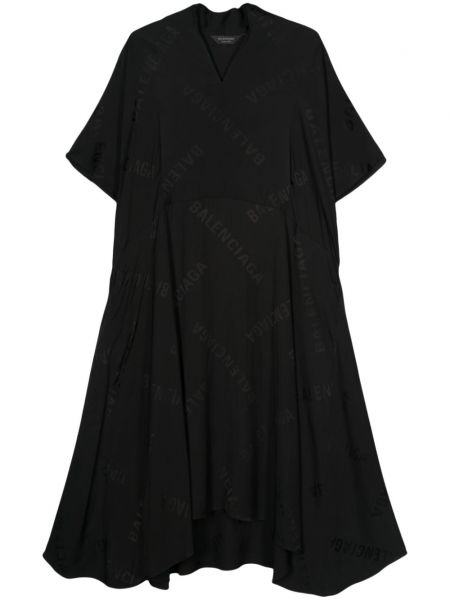 Жакардова рокля Balenciaga черно