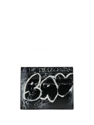 Leder geldbörse mit print Balenciaga schwarz