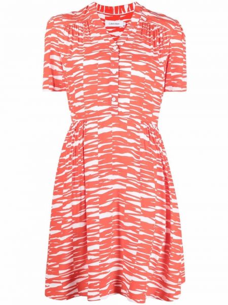 Haljina s printom s v-izrezom sa zebra printom Calvin Klein narančasta