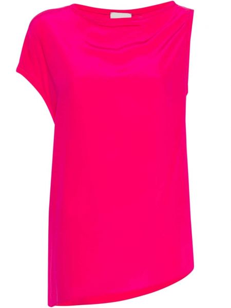 Ασύμμετρη μεταξωτή κοντή μπλούζα Alysi ροζ