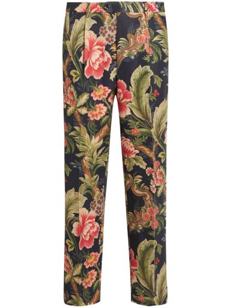 Pantalon chino à fleurs Etro bleu