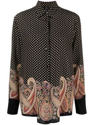 Bodkovaná košeľa s paisley vzorom Etro čierna