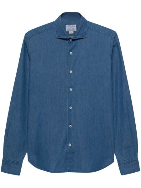 Bavlnená dlhá košeľa Orian modrá