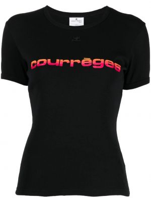 Bavlnené tričko s potlačou Courreges čierna