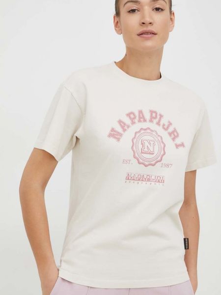 Памучна тениска Napapijri бежово