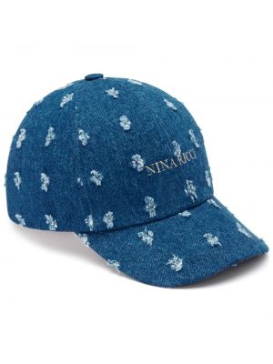 Kepurė su snapeliu su nubrozdinimais Nina Ricci mėlyna