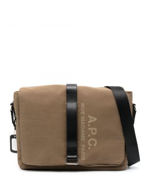 Чанта за лаптоп с принт A.p.c. кафяво
