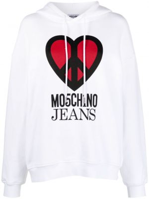 Hoodie con stampa Moschino Jeans bianco