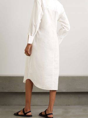 APIECE APART + NET SUSTAIN Molto платье-рубашка миди со сборками из органического хлопка и поплина с поясом, кремовый