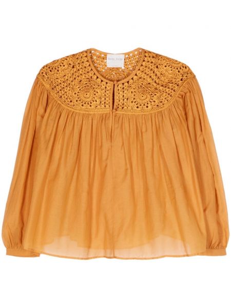 Памучна блуза Forte_forte оранжево