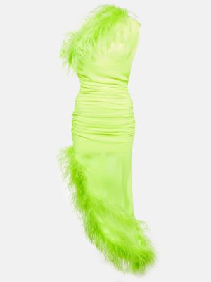 Midi šaty s perím Giuseppe Di Morabito zelená
