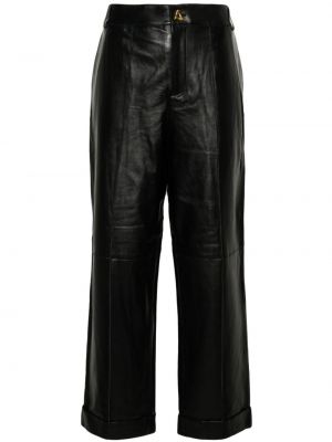 Pantalon droit en cuir Aeron noir