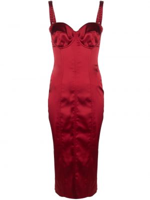 Hedvábné midi šaty Dolce & Gabbana červené