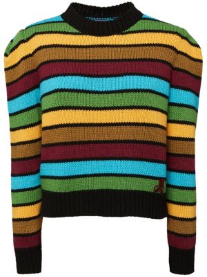 Dzianinowy sweter w paski La Doublej zielony
