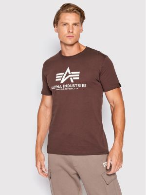 Marškinėliai Alpha Industries ruda