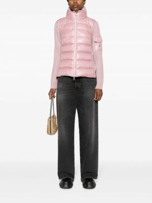 Pletená péřová bunda Moncler růžová