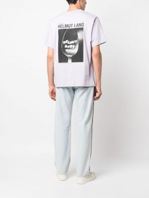 Bavlněné tričko s potiskem Helmut Lang fialové