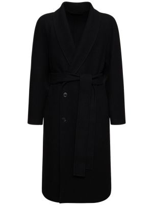 Plstěný vlnený kabát The Row čierna
