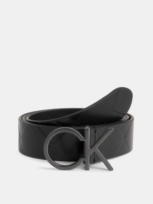 Cinturón de cuero con hebilla Calvin Klein negro