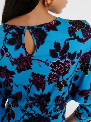Миди рокля на цветя Diane Von Furstenberg синьо