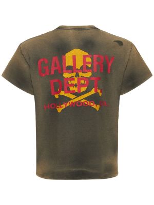 Bavlněné tričko na zip s potiskem Gallery Dept. černé