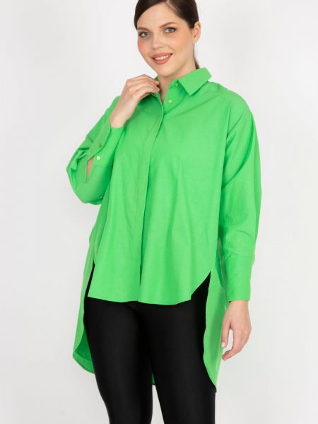Oversized košeľa na gombíky şans zelená