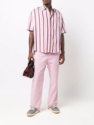 Chemise à rayures avec manches courtes Ami Paris rose